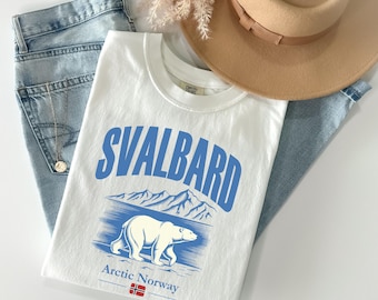 Arctic Svalbard T-Shirt, Polar Bear Shirt, Comfort Colors 1717 Retro Aesthetic Tee, Vintage Style Polar Tshirt, Arctic Norway Travel