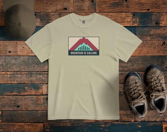 Outdoor Mountain Is Calling T-Shirt, Retro Washed Out Tee, Relaxed Baggy Shirt, Vintage Tee, Comfort Colors 1717,  Mountain Hiking Badge