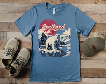 Arctic Svalbard T-Shirt, Polar Bear Shirt, Retro Aesthetic Tee, Vintage Style Tshirt, Polar Scenery Crewneck, North Pole Exploration Shirt