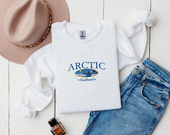 Arctic Svalbard Embroidered Sweatshirt, Retro Aesthetic 90s Y2K Arctic Shirt, Polar Bear Jumper, Arctic Norway Sweater, Svalbard Shirt