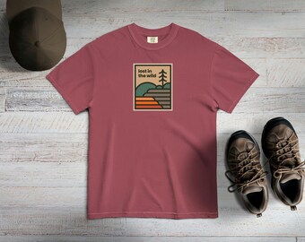 Outdoor Lost In The Wild T-Shirt, Retro Washed Out Tee, Relaxed Baggy Shirt, Vintage Tee, Comfort Colors 1717, Mountain Hiking Badge Tshirt