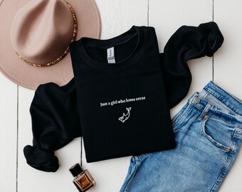 Orca Women's Embroidered Sweatshirt, Just A Girl Who Loves Orcas, Minimalist Arctic Killer Whale Shirt, Whale Watching Crewneck, Ladies Orca