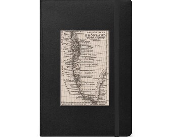 Arctic Greenland Map Hardcover Journal, Antique Travel Notebook, Old Map Log, Vintage Diary, Blank Sketchbook, Writing Journal, Polar Circle