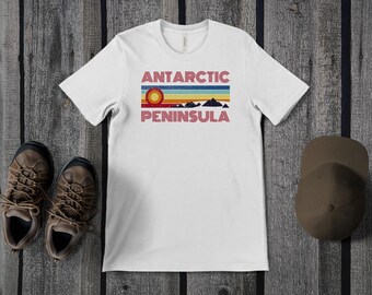 Antarctica Peninsula T-Shirt, South Pole Shirt, Polar Circle Tee, Travel Shirt, Distressed Retro Mountain Sunset Shirt, Ship Cruise Voyage