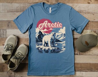 Arctic Nature T-Shirt, Polar Bear Shirt, Retro Aesthetic Tee, Vintage Style Tshirt, Polar Scenery Crewneck, North Pole Exploration Shirt
