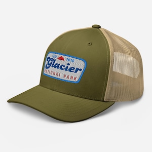 Glacier National Park Cap, Glacier Patch Montana Trucker Hat, Glacier Hiking Hat, Outdoor Baseball Cap, Mountain Hat, Montana Snapback