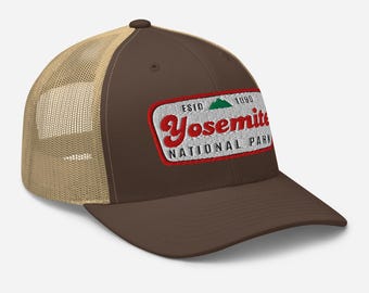 Yosemite National Park Cap, California Baseball Hat, Mountain Hiking Mesh Snapback Cap, Yosemite Patch Hat, Outdoor Gear, Protect Our Parks