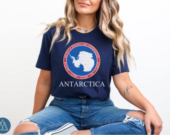 Antarctica Emblem T-Shirt Antarctic Research And Conservation Patch Tee Earth Science Top South Pole Shirt Polar Circle Expedition Outfit