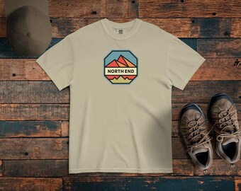 Outdoor North End T-Shirt, Outdoor Retro Style Tee, Relaxed Baggy Shirt, Vintage Tee, Comfort Colors 1717,  Mountain Hiking Badge Tshirt