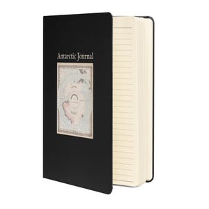 Antarctica Map Hardcover Journal, Antique Travel Notebook Old Map Log Vintage Diary Blank Sketchbook Writing Journal Polar Circle South Pole