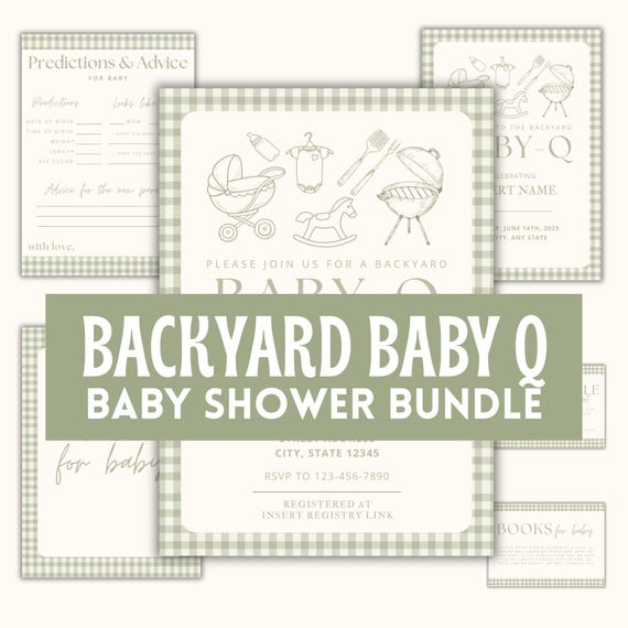 Backyard Baby BBQ Bundle - Baby Shower Invite + Signs | Baby Barbecue | Couples Shower | Picnic Baby Shower |