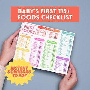Baby's eerste voedseltracker | Baby led spenen | Solide start | Afdrukbare digitale download
