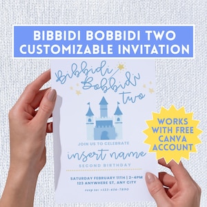 Bibbidi Bobbidi Two Birthday Invitation | Princess-Themed Editable Digital Download