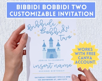 Bibbidi Bobbidi Two Birthday Invitation | Princess-Themed Editable Digital Download