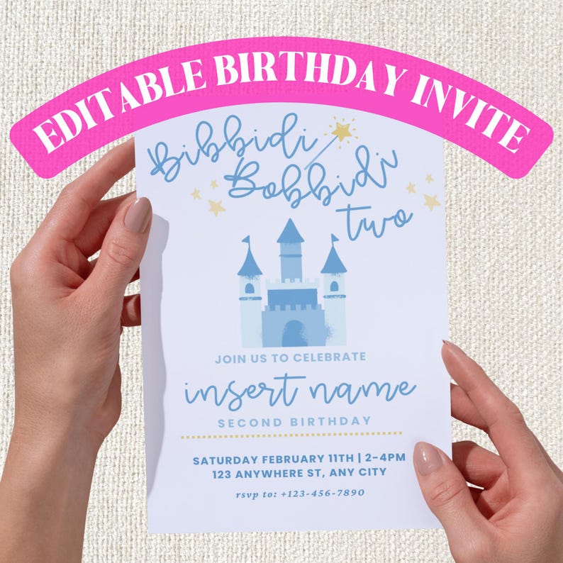 Bibbidi Bobbidi Two Birthday Invitation | Princess-themed Editable ...