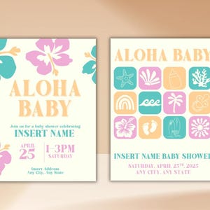 Aloha Baby Shower Invitation & Welcome Sign | Editable Digital Download