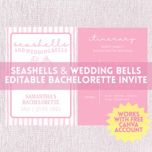 Seashells and Wedding Bells | Bachelorette Party Invite | Editable Digital Download
