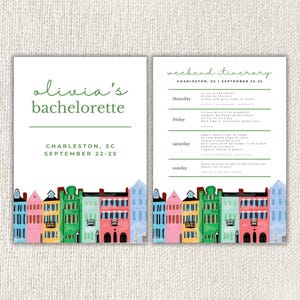 Charleston Bachelorette Party Invitation + Itinerary | Editable Digital Download