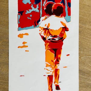 Spray paint stencil painting