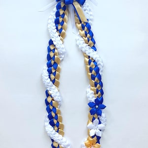 Fita de embrulho azul royal, dourada e branca