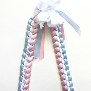 Light Blue, Pink, and White 3/8&quot;&quot; Ribbon Lei