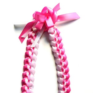 Hot Pink and White 5/8" Ribbon Lei