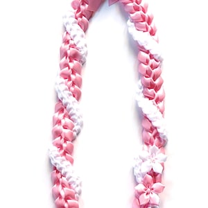Pink and White Wrap Ribbon Lei