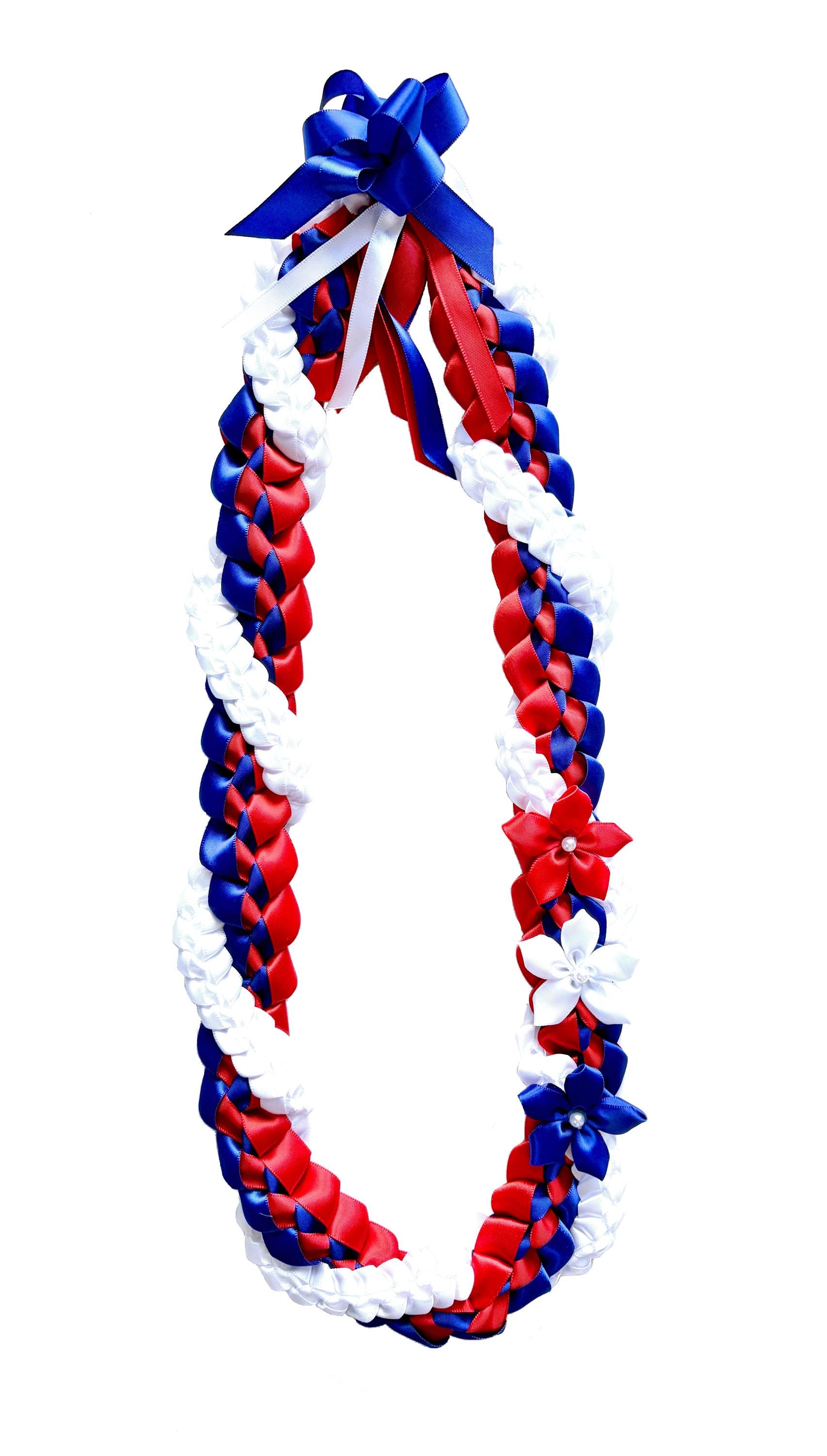 Red, Royal Blue, and White Wrap Ribbon Lei - Etsy