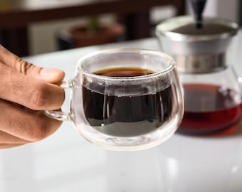 Double-Wall Glass Cup | Floral Tea & Coffee Tumbler (150ml)