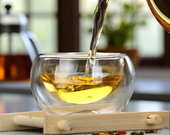 Professional Double-Wall Teacup - Tea Cup | Insulated Glass Construction - 70ml