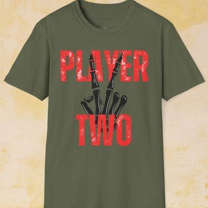 Player Two Skeletal Hand Gaming T-Shirt: Unisex Gamer Apparel image 3