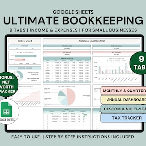 Small Business Bookkeeping Spreadsheet Template Business Income and Expense Tracker Google Sheets Ultimate Bookkeeping Accounting Template