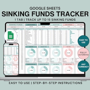 Sinking Funds Tracker Google Sheets Savings Tracker Spreadsheet Money Savings Planner Monthly Financial Goal Tracker Personal Finance Sheet