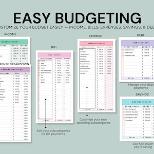 Monthly Paycheck Budget Biweekly Weekly Budget Planner Easy Budget Spreadsheet Expense Tracker
