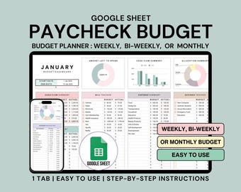 Paycheck Budget Spreadsheet Monthly Weekly Budget Google Sheets Biweekly Budget By Paycheck Template Bill Tracker Income and Expense Tracker