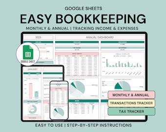 Small Business Bookkeeping Spreadsheet Google Sheet Profit and Loss Easy Bookkeeping Template Income and Expense Tracker Accounting Template