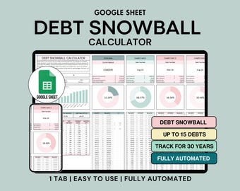 Debt Snowball Spreadsheet Template Debt Payoff Tracker Google Sheet Debt Snowball Calculator Debt Repayment Planner Credit Card Debt Tracker