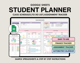 Student Planner Spreadsheet Academic Planner Google Sheets Study Planner with Assignment Tracker and Task Tracker College Planner To-Do List