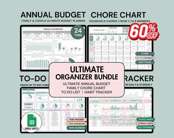 Ultimate Annual Budget Google Sheets Life Organizer Spreadsheet Monthly Budget Tracker Template To Do List Task Tracker Daily Habit Tracker