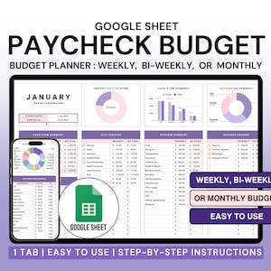Paycheck Budget Spreadsheet Google Sheets Budget Monthly Weekly Budget By Paycheck Biweekly Budgeting Template Income and Expense Tracker