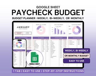 Paycheck Budget Spreadsheet Google Sheets Budget Monthly Weekly Budget By Paycheck Biweekly Budgeting Template Income and Expense Tracker