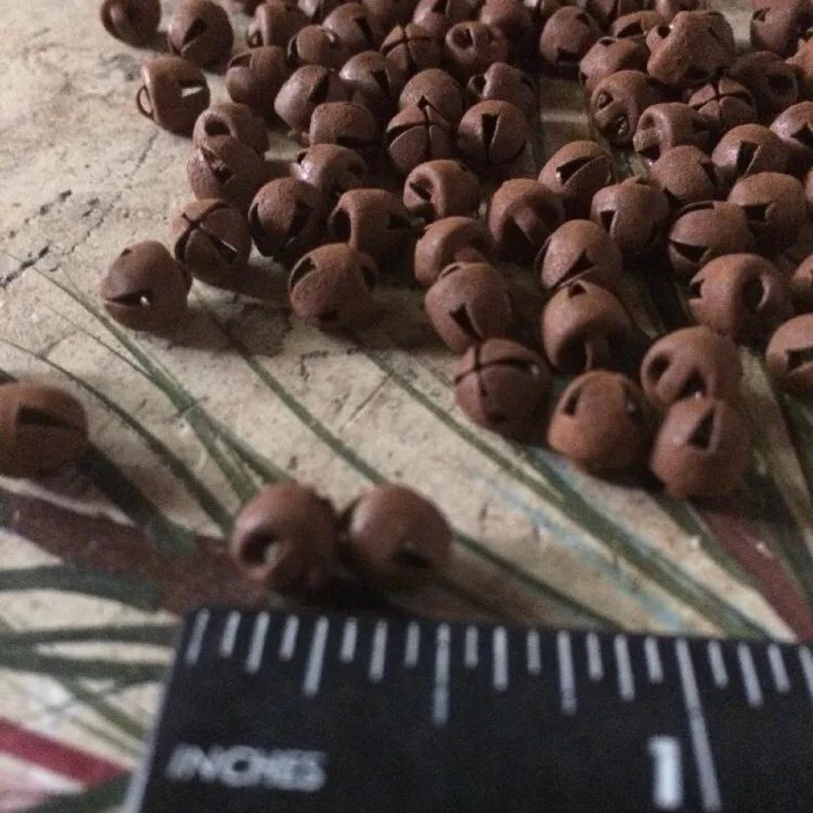 48 Tiny Rustic Jingle Bells – 1/4 Inch Primitive Christmas Craft Supply
