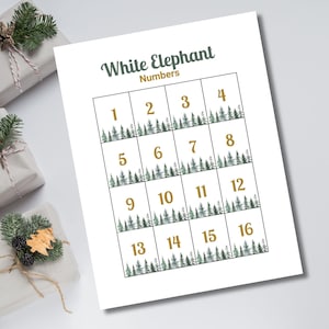 White Elephant Numbers, Gift Exchange Numbers, Christmas gift swap game