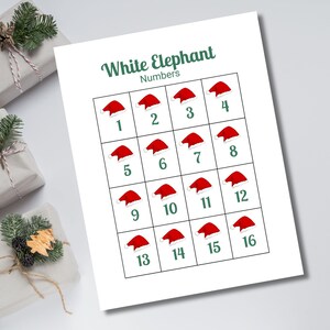White Elephant Numbers, Gift Exchange Numbers, Christmas gift swap game