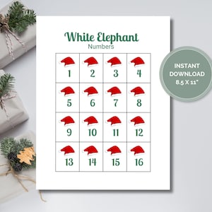 White Elephant Numbers Gift Exchange Numbers Etsy