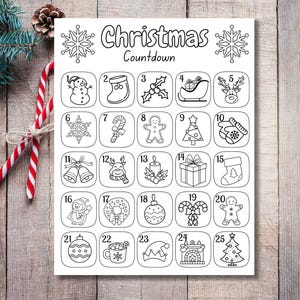 Christmas Countdown, Printable Christmas Activity, Advent Calendar ...