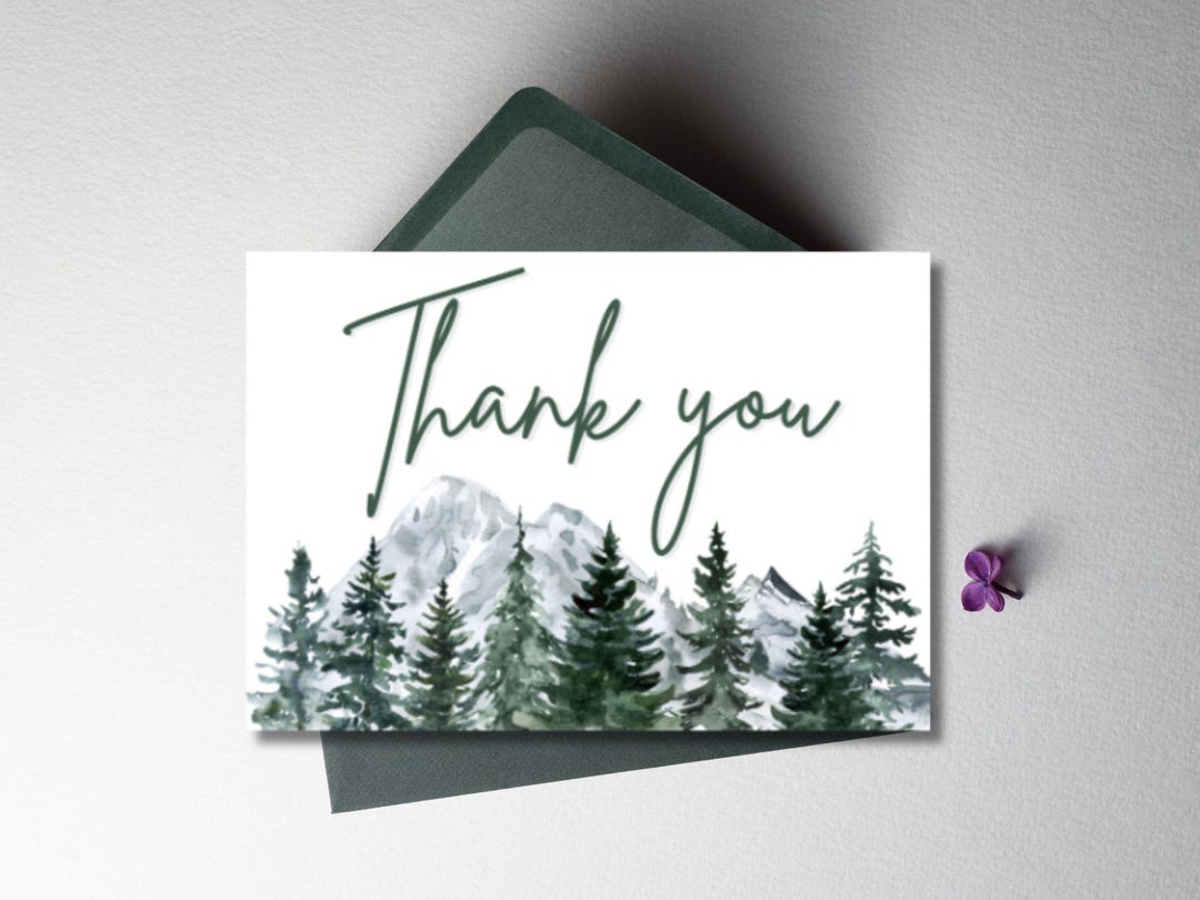 Mountain Thank You Card, Mountain Wedding Thank You Note, Bridal Shower ...