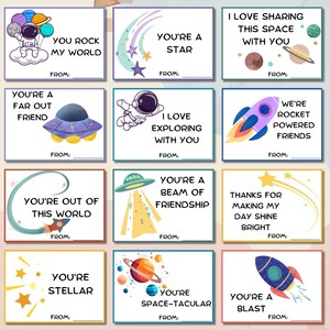 Afdrukbare Space Valentines-kaart, Valentijnsdagkaarten in de klas, Outer Space Valentines