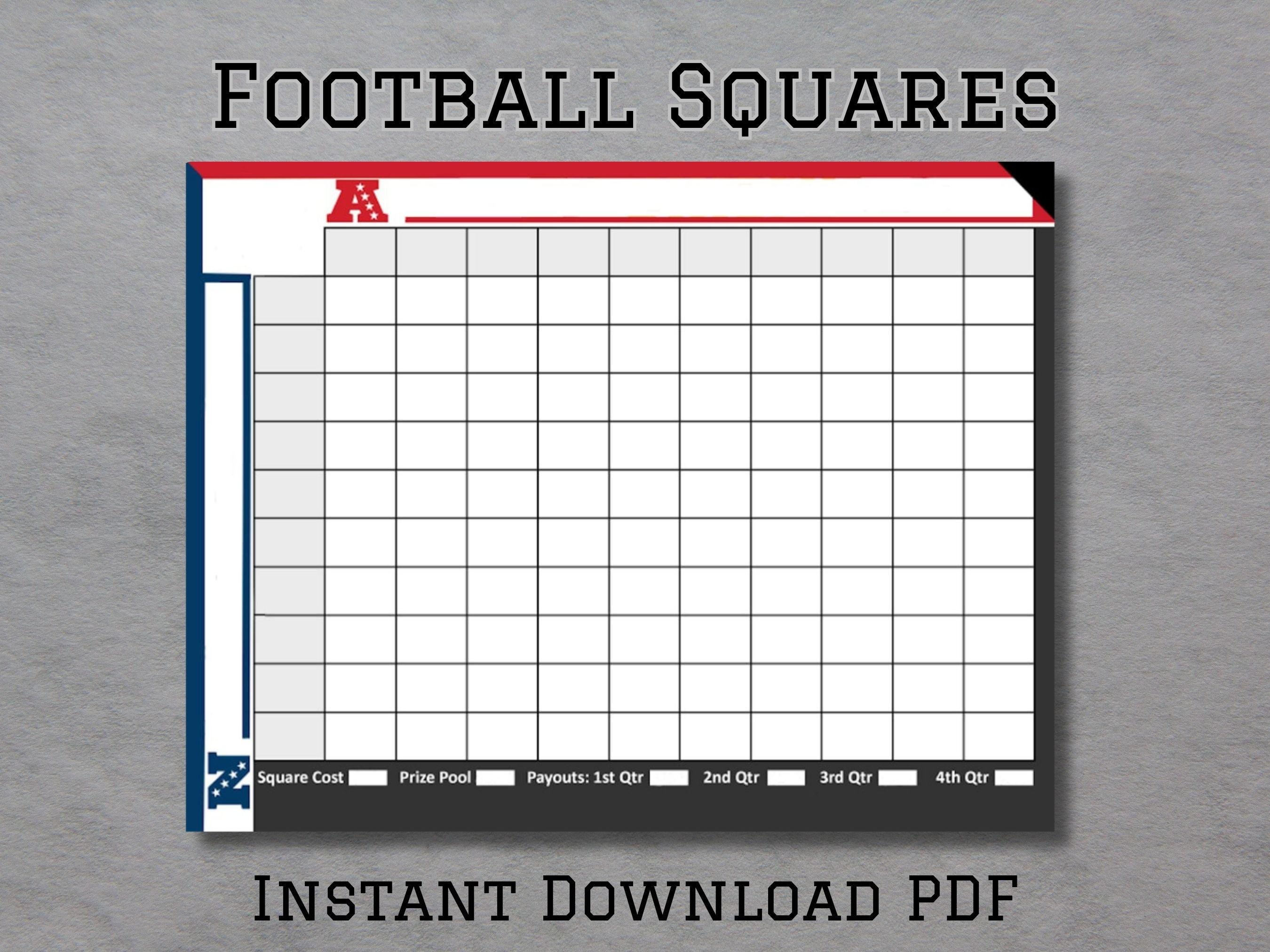 Football Squares Football Party Games Football Pool Template 100