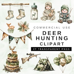 Hirsch Jagd Thema Clipart, rustikale Baby Boy-Dusche-Einladung, Geburtstag, digitaler Download, kleiner Jäger, Scrapbooking, Junk-Journal